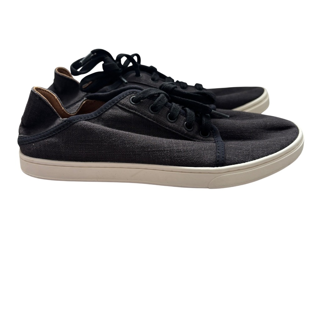 OluKai Pehuea Li Sneakers Women Size 7 Black Drop-In Heel Canvas Shoes